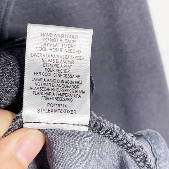 Bobeau Gray Blue MP Tie Open Back Long Sleeve Top Medium Petite Crew Neck - Picture 9 of 9